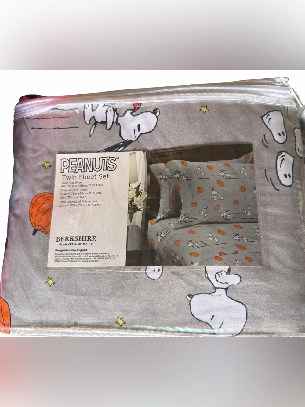 BERKSHIRE X PEANUTS NWT fall pumpkin snoopy sheet set -twin